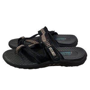 Skechers Sandals Outdoor Lifestyle Women Girls Adjustable Black Brown Size 6